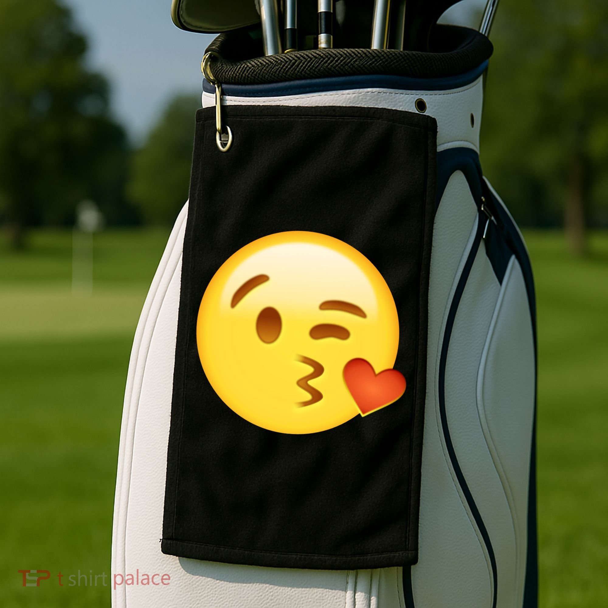Kiss Face Emoticon Emoji Kissing Heart Golf Towel