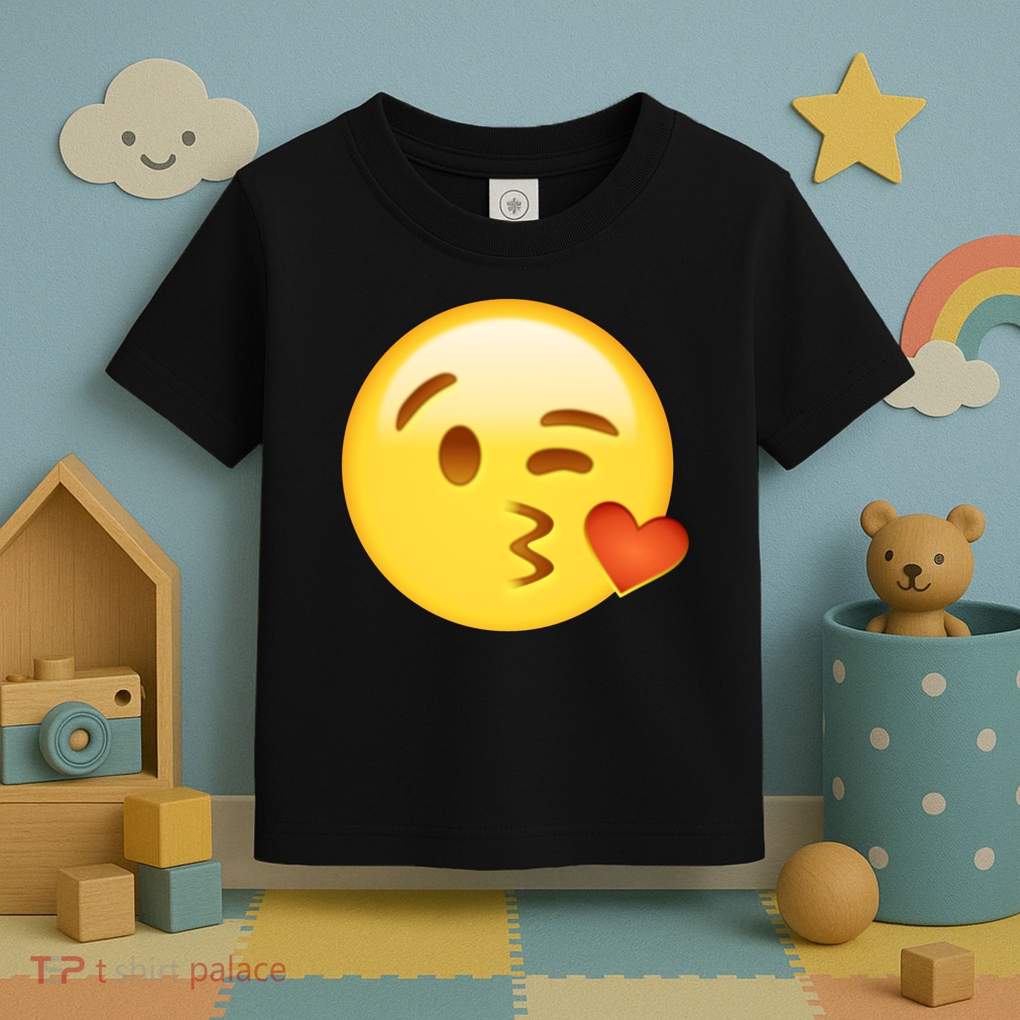Kiss Face Emoticon Emoji Kissing Heart Toddler T-Shirt