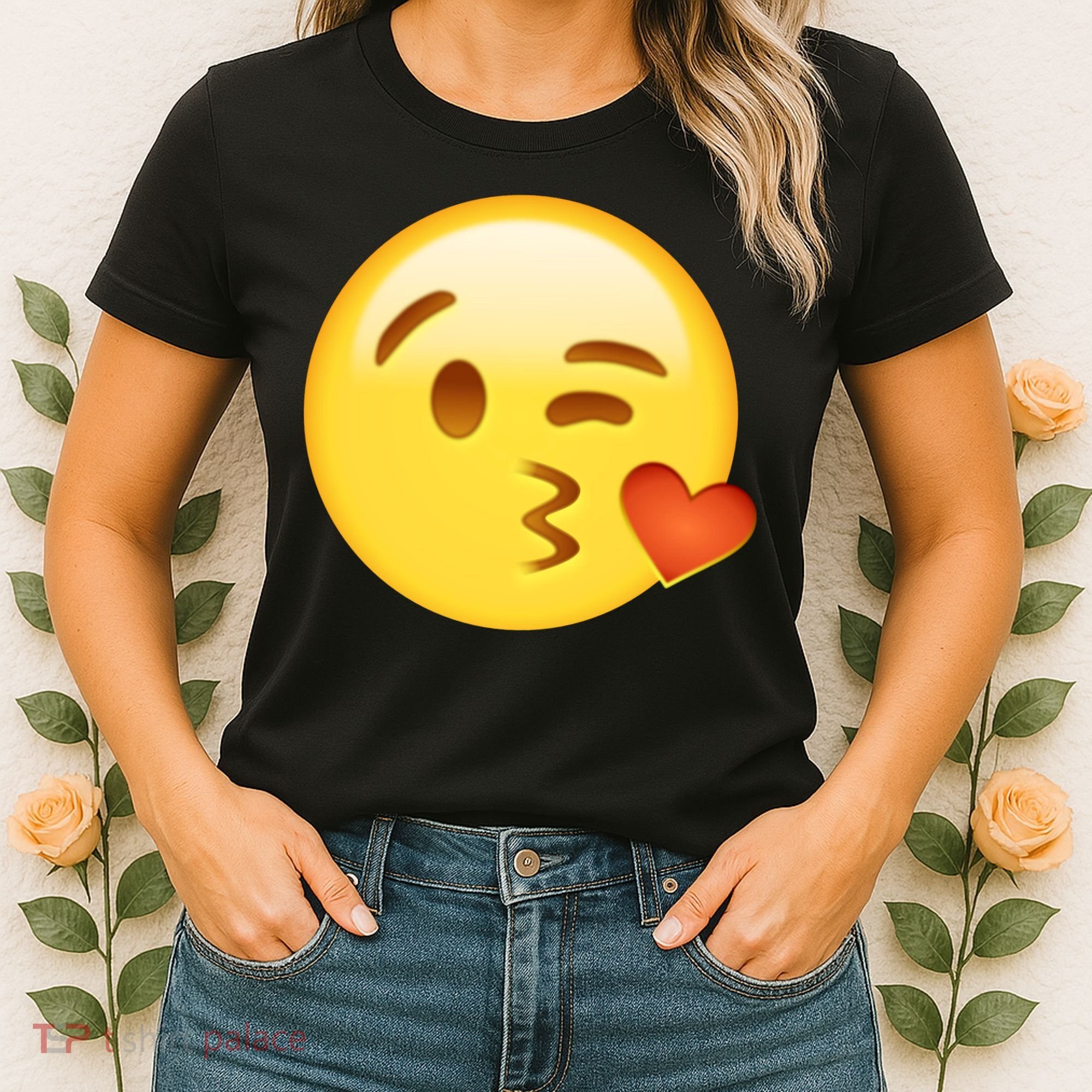 Kiss Face Emoticon Emoji Kissing Heart Women's T-Shirt
