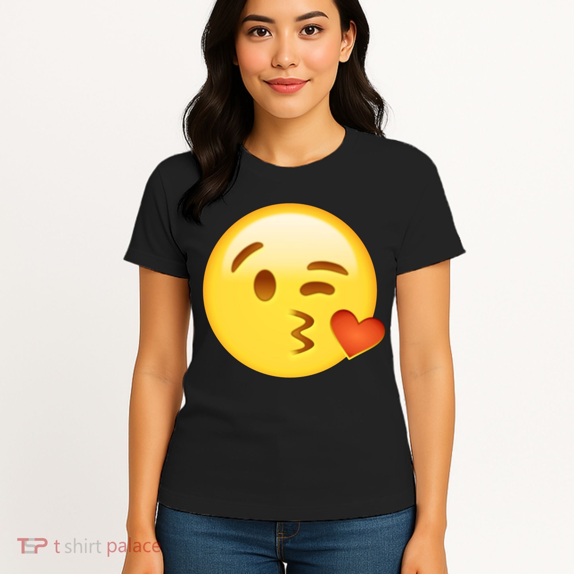 Kiss Face Emoticon Emoji Kissing Heart Women's T-Shirt