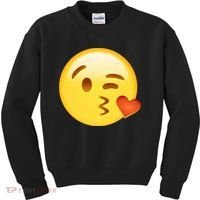 Kiss Face Emoticon Emoji Kissing Heart Kids Sweatshirt thumb 0