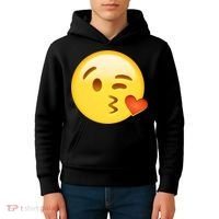 Kiss Face Emoticon Emoji Kissing Heart Kids Hoodie thumb 4