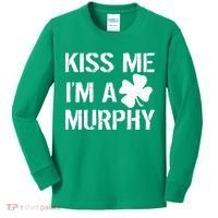 Kiss Me I'm A Murphy St. Patrick's Day Kids Long Sleeve Shirt thumb 0