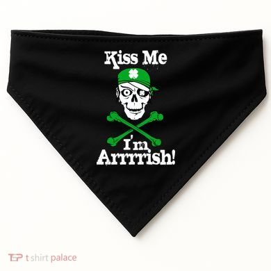 Kiss Me I'm Arrrish Pirate St. Patrick's Day USA-Made Doggie Bandana