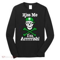 Kiss Me I'm Arrrish Pirate St. Patrick's Day Long Sleeve Shirt thumb 0