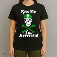 Kiss Me I'm Arrrish Pirate St. Patrick's Day T-Shirt thumb 4