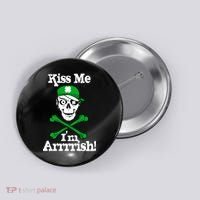 Kiss Me I'm Arrrish Pirate St. Patrick's Day Button thumb 0