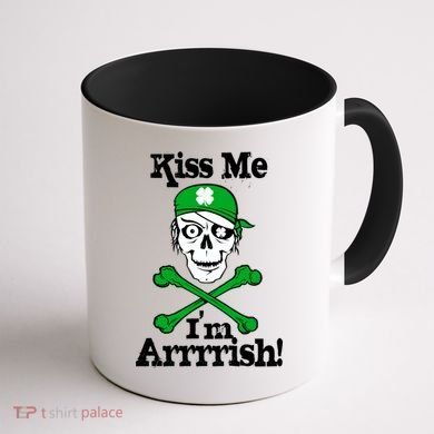 Kiss Me I'm Arrrish Pirate St. Patrick's Day Coffee Mug back