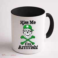 Kiss Me I'm Arrrish Pirate St. Patrick's Day Coffee Mug thumb 1