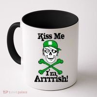 Kiss Me I'm Arrrish Pirate St. Patrick's Day Coffee Mug thumb 0