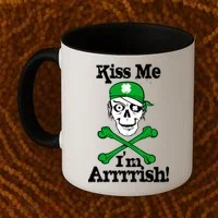 Kiss Me I'm Arrrish Pirate St. Patrick's Day Coffee Mug thumb 2