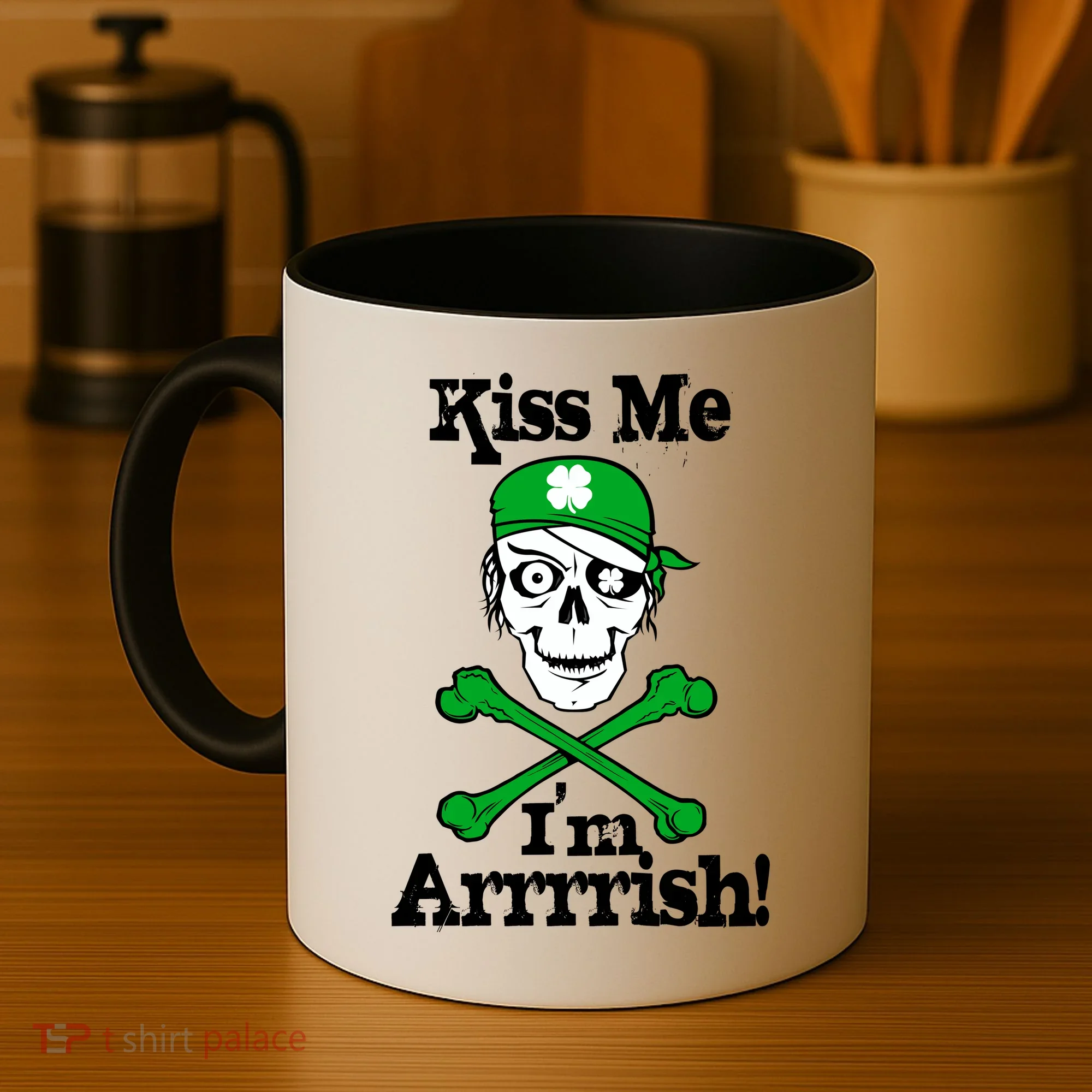 Kiss Me I'm Arrrish Pirate St. Patrick's Day Coffee Mug