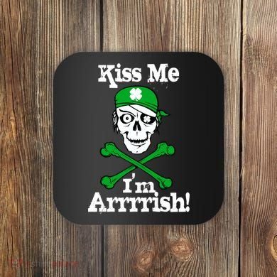 Kiss Me I'm Arrrish Pirate St. Patrick's Day Coaster