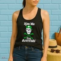 Kiss Me I'm Arrrish Pirate St. Patrick's Day Women's Tank Top thumb 2