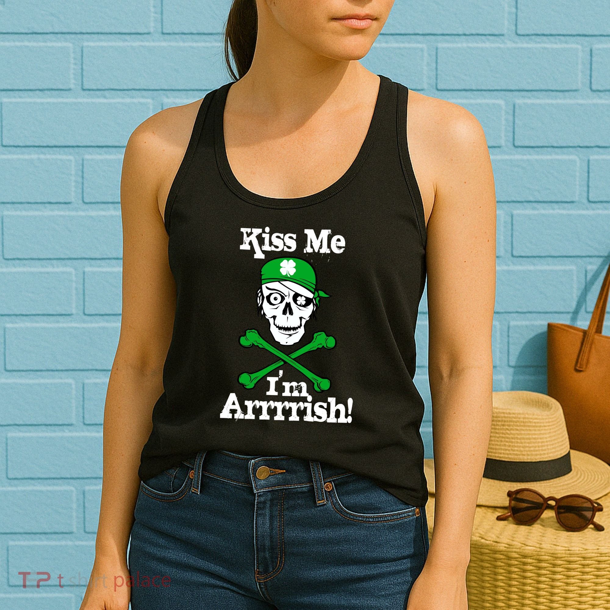 Kiss Me I'm Arrrish Pirate St. Patrick's Day Women's Tank Top