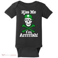 Kiss Me I'm Arrrish Pirate St. Patrick's Day Baby Bodysuit thumb 0