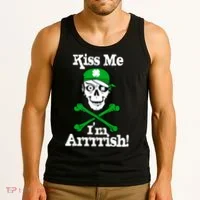 Kiss Me I'm Arrrish Pirate St. Patrick's Day Tank Top thumb 3