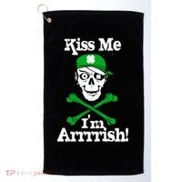 Kiss Me I'm Arrrish Pirate St. Patrick's Day Golf Towel thumb 0