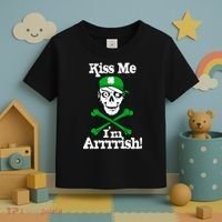Kiss Me I'm Arrrish Pirate St. Patrick's Day Toddler T-Shirt thumb 3