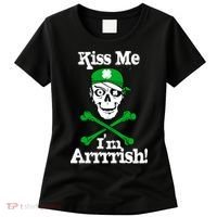 Kiss Me I'm Arrrish Pirate St. Patrick's Day Women's T-Shirt thumb 0