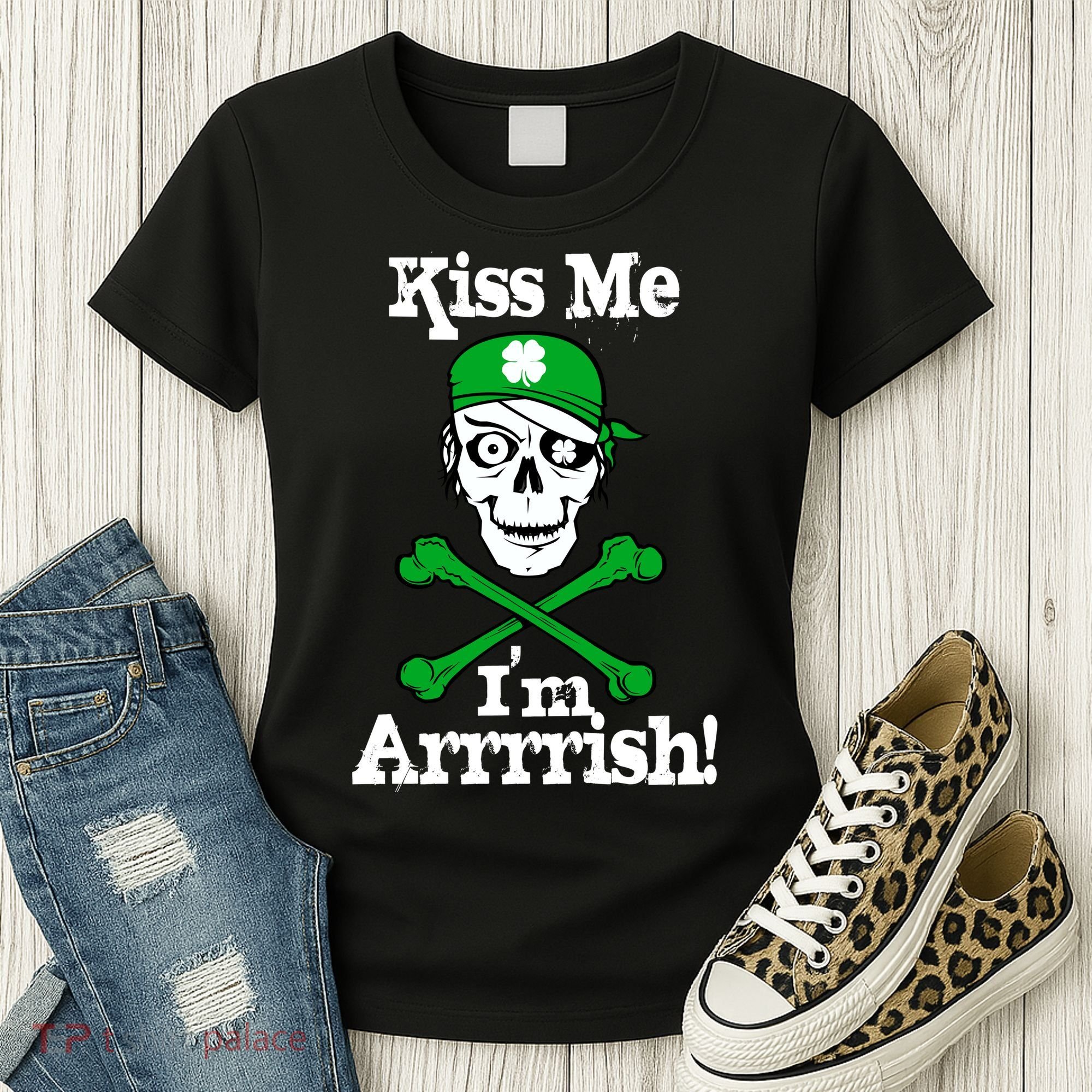 Kiss Me I'm Arrrish Pirate St. Patrick's Day Women's T-Shirt
