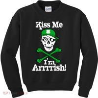 Kiss Me I'm Arrrish Pirate St. Patrick's Day Kids Sweatshirt thumb 0
