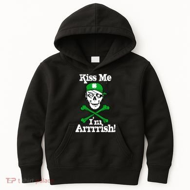 Kiss Me I'm Arrrish Pirate St. Patrick's Day Kids Hoodie