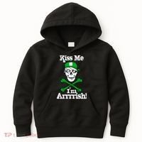 Kiss Me I'm Arrrish Pirate St. Patrick's Day Kids Hoodie thumb 0