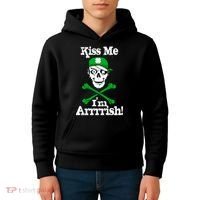 Kiss Me I'm Arrrish Pirate St. Patrick's Day Kids Hoodie thumb 4