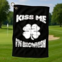 Kiss Me I'm Brownish Irish Golf Towel thumb 1