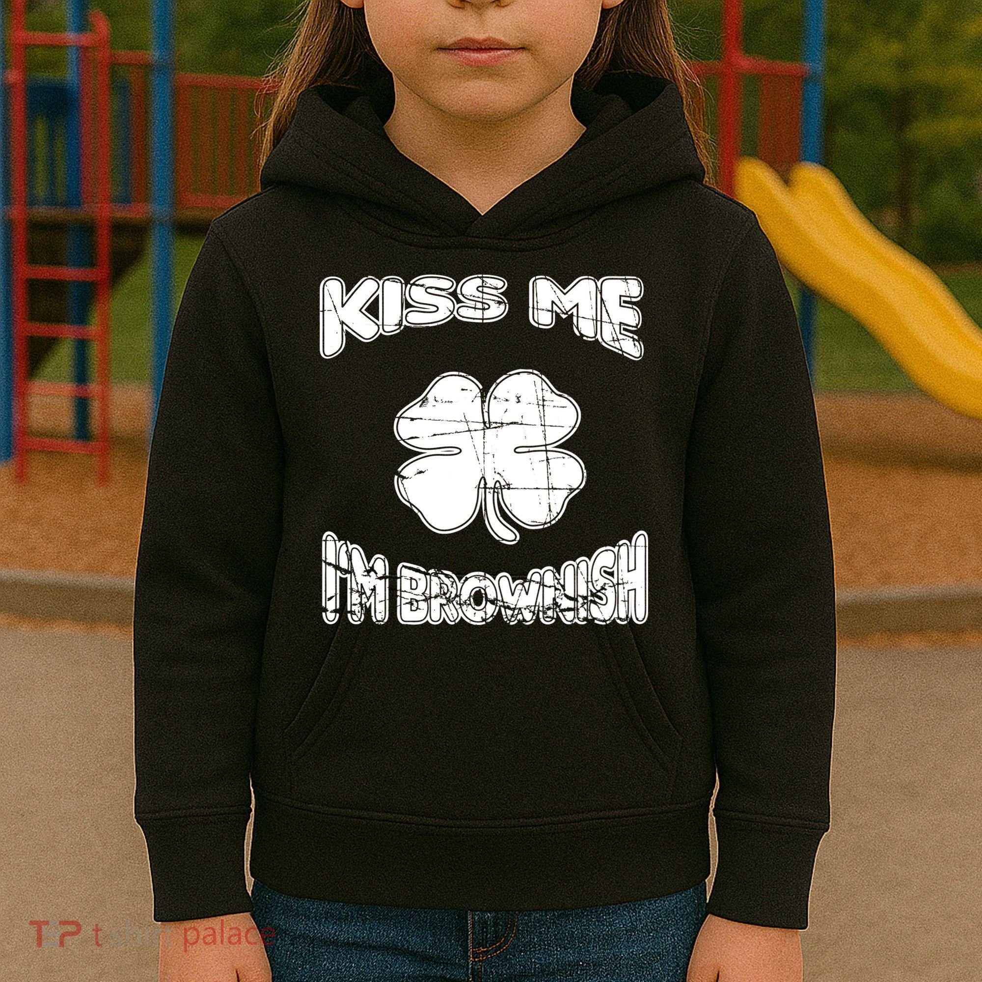 Kiss Me I'm Brownish Irish Kids Hoodie