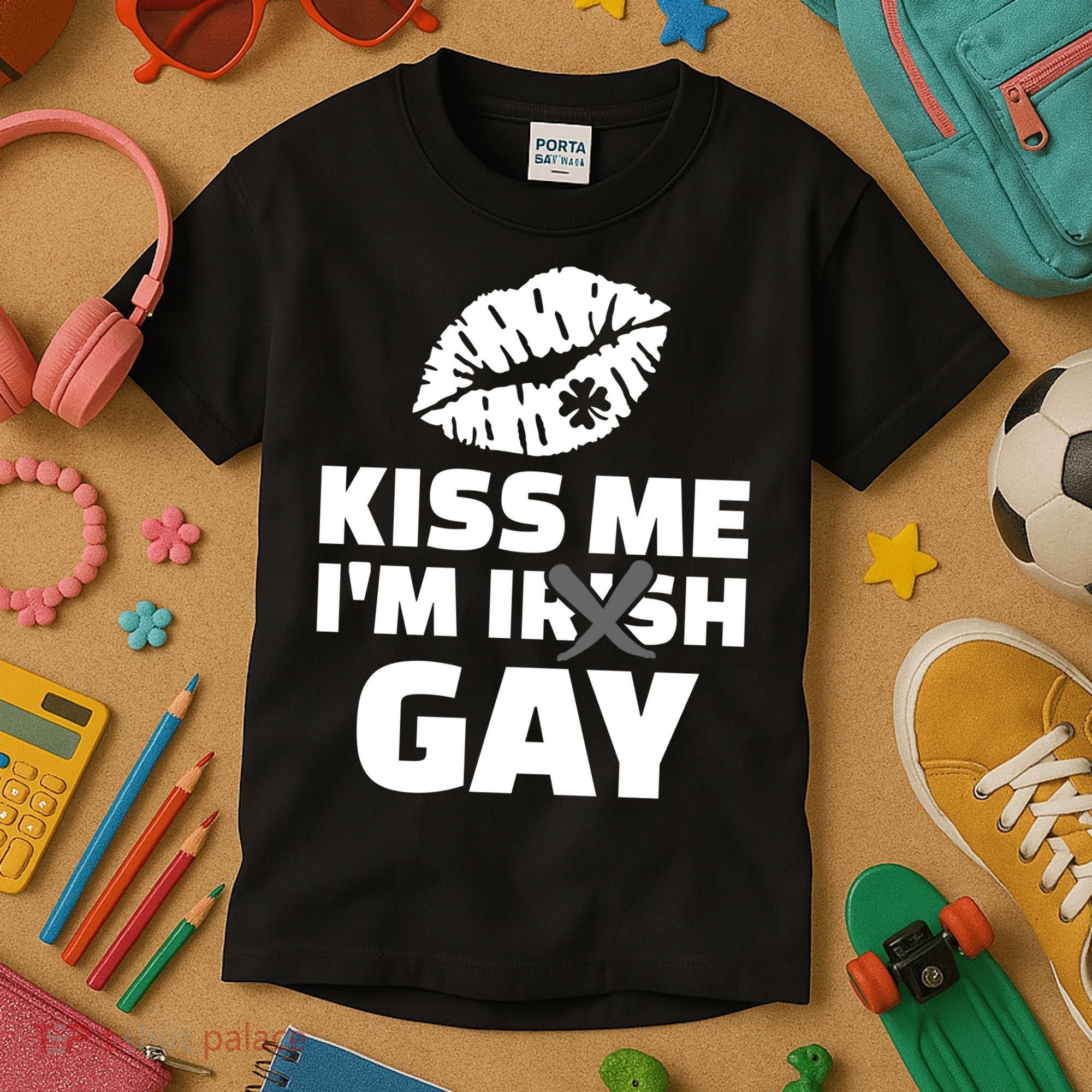 Kiss Me I'm Gay Irish Crossed Off Kids T-Shirt