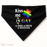 Kiss Me I'm Gay Or Irish Drunk Whatever USA-Made Doggie Bandana thumb 0