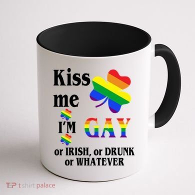 Kiss Me I'm Gay Or Irish Drunk Whatever Coffee Mug back