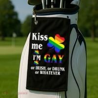 Kiss Me I'm Gay Or Irish Drunk Whatever Golf Towel thumb 2