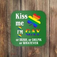 Kiss Me I'm Gay Or Irish Drunk Whatever Coaster thumb 0