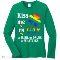 Kiss Me I'm Gay Or Irish Drunk Whatever Women's Long Sleeve Shirt thumb 0