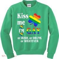Kiss Me I'm Gay Or Irish Drunk Whatever Kids Sweatshirt thumb 0