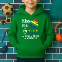 Kiss Me I'm Gay Or Irish Drunk Whatever Kids Hoodie thumb 2