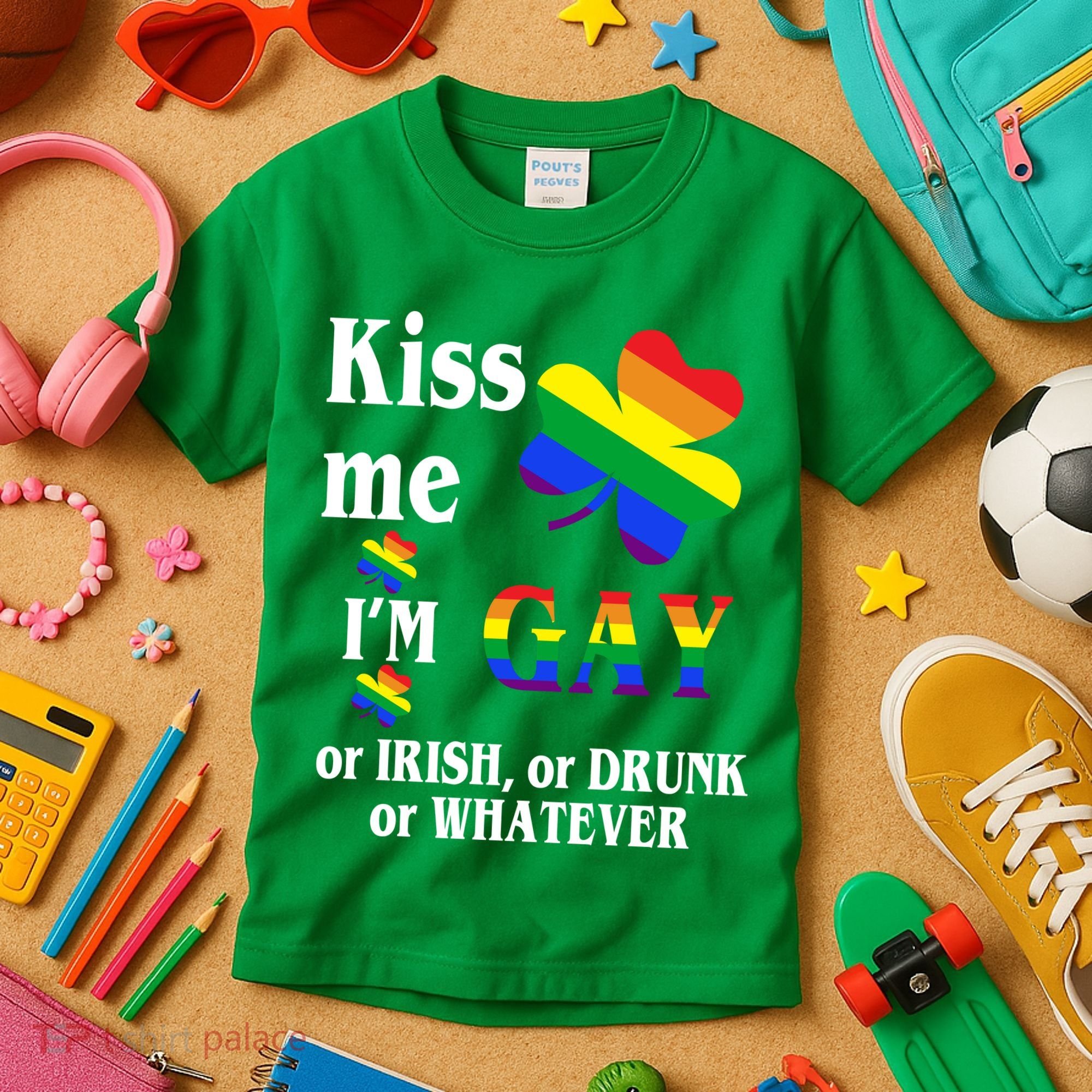Kiss Me I'm Gay Or Irish Drunk Whatever Kids T-Shirt
