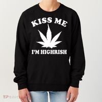 Kiss Me I'm Highrish Irish St. Patrick's Day Weed Women's Sweatshirt thumb 0