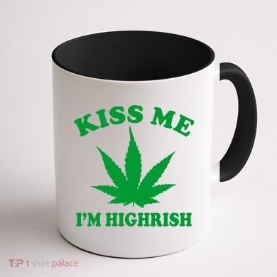 Kiss Me I'm Highrish Irish St. Patrick's Day Weed Coffee Mug back