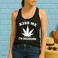 Kiss Me I'm Highrish Irish St. Patrick's Day Weed Women's Tank Top thumb 2
