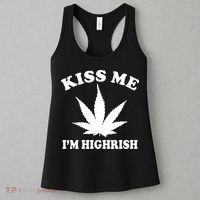 Kiss Me I'm Highrish Irish St. Patrick's Day Weed Women's Tank Top thumb 3