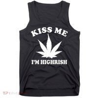 Kiss Me I'm Highrish Irish St. Patrick's Day Weed Tank Top thumb 0