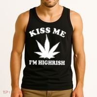 Kiss Me I'm Highrish Irish St. Patrick's Day Weed Tank Top thumb 3