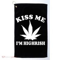 Kiss Me I'm Highrish Irish St. Patrick's Day Weed Golf Towel thumb 0