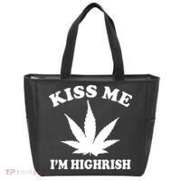Kiss Me I'm Highrish Irish St. Patrick's Day Weed Tote Bag thumb 0