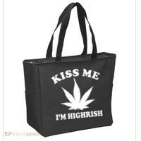 Kiss Me I'm Highrish Irish St. Patrick's Day Weed Tote Bag thumb 2