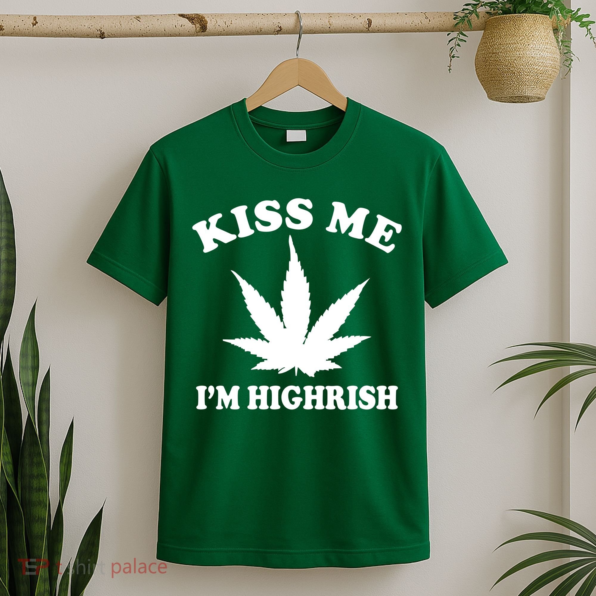 Kiss Me I'm Highrish Irish St. Patrick's Day Weed T-Shirt